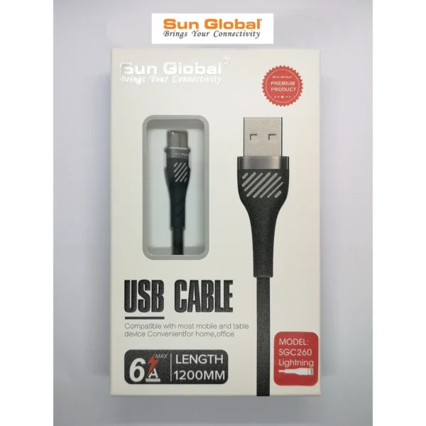 sg-11134201-22100-mwstf20kl2ivf6-1.webp SUN GLOBAL (SGC260) FAST CHARGING CABLE 6A - IP USB (1.2M)